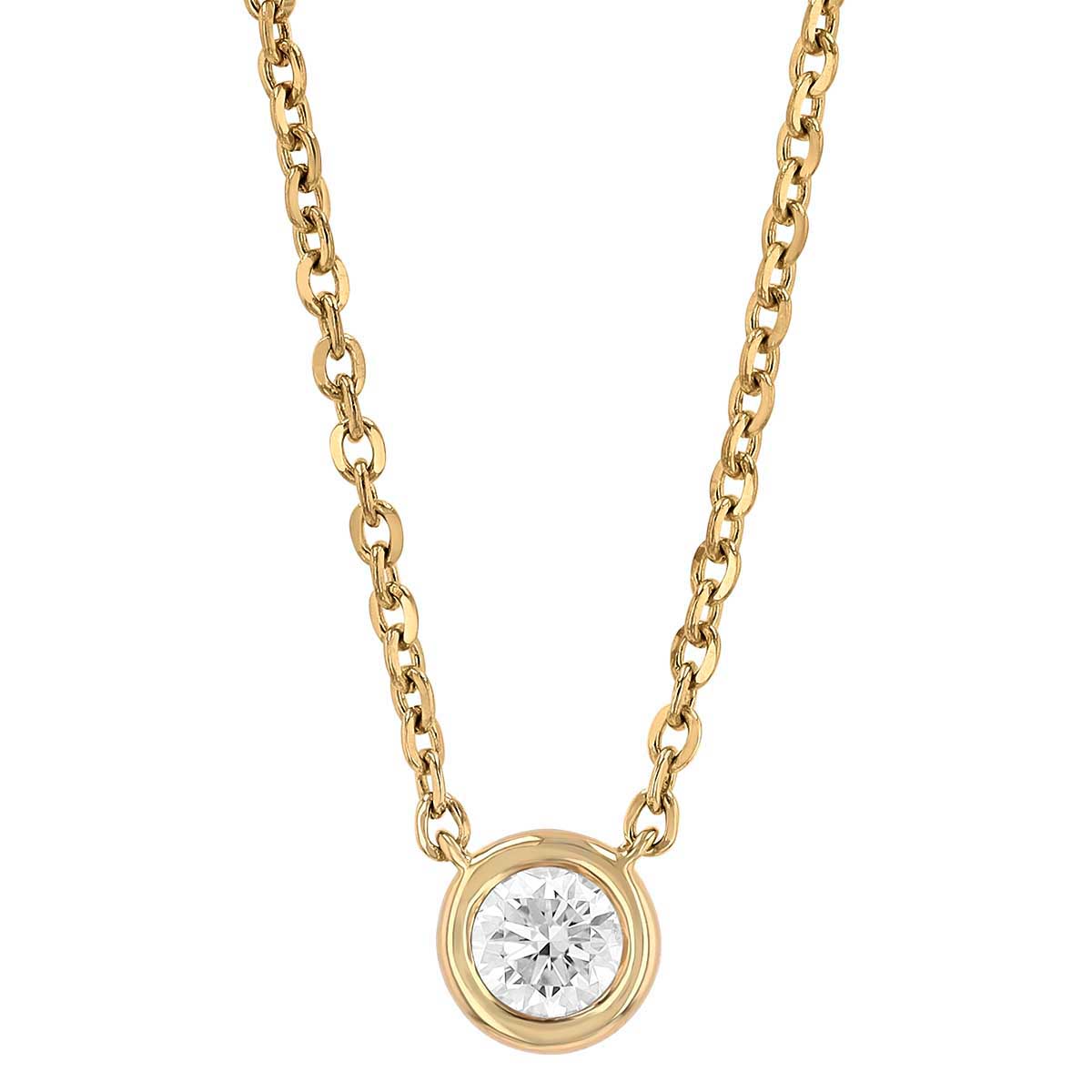 Borsheims Signature Collection Lab-Grown Diamond Solitaire Necklace in 14K Gold, 0.20 cttw, 18