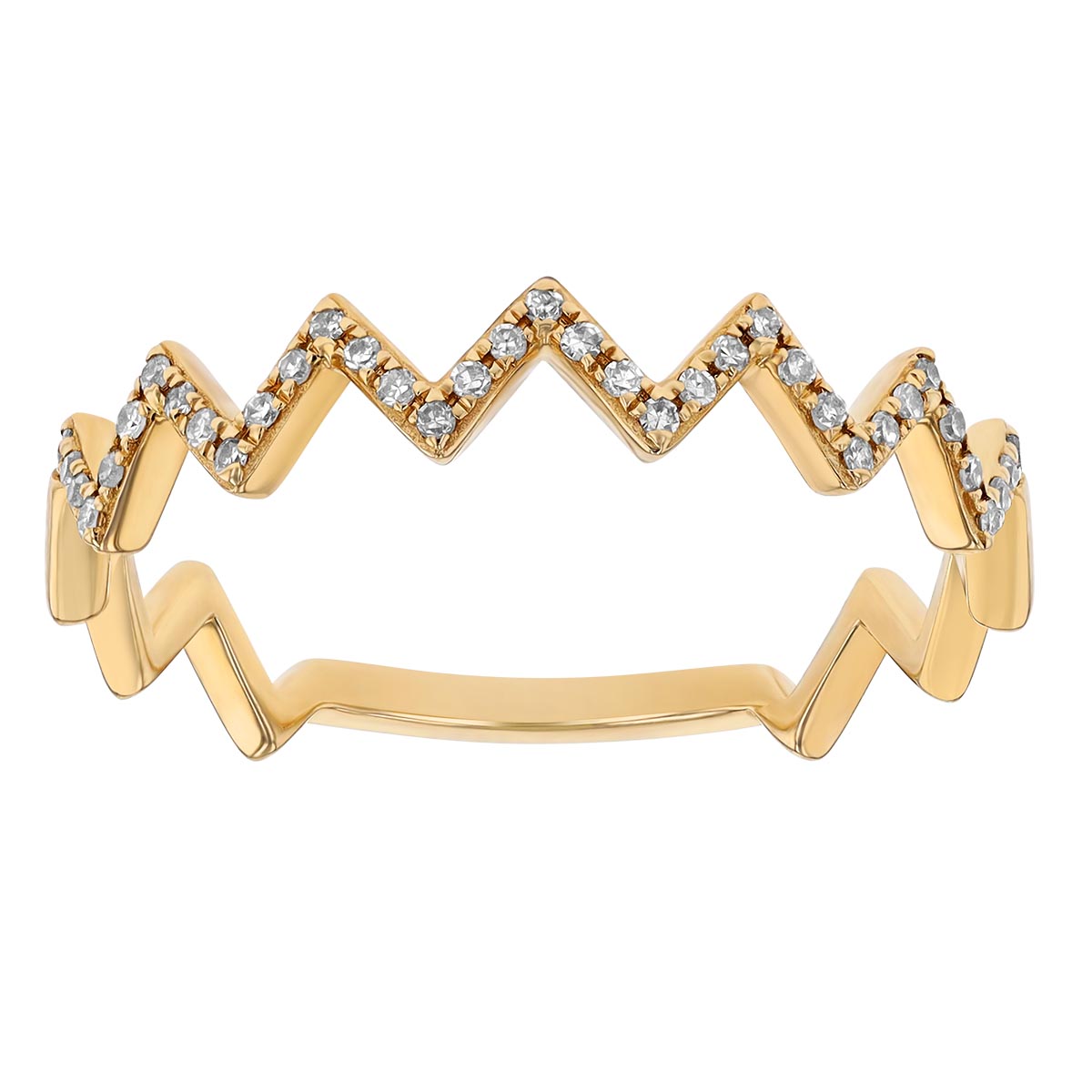 Diamond ZigZag Stacking Ring in Yellow Gold