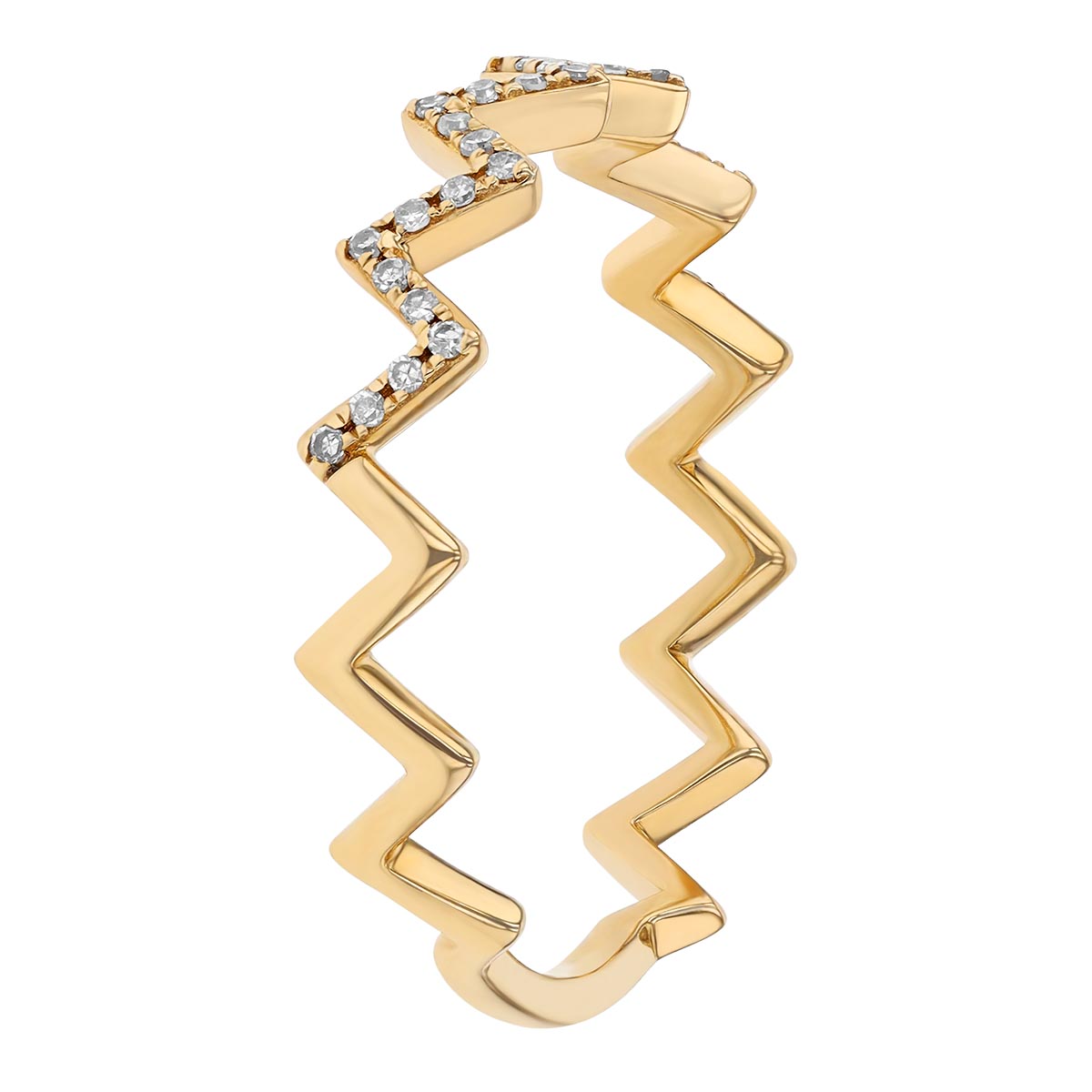 Diamond ZigZag Stacking Ring in Yellow Gold