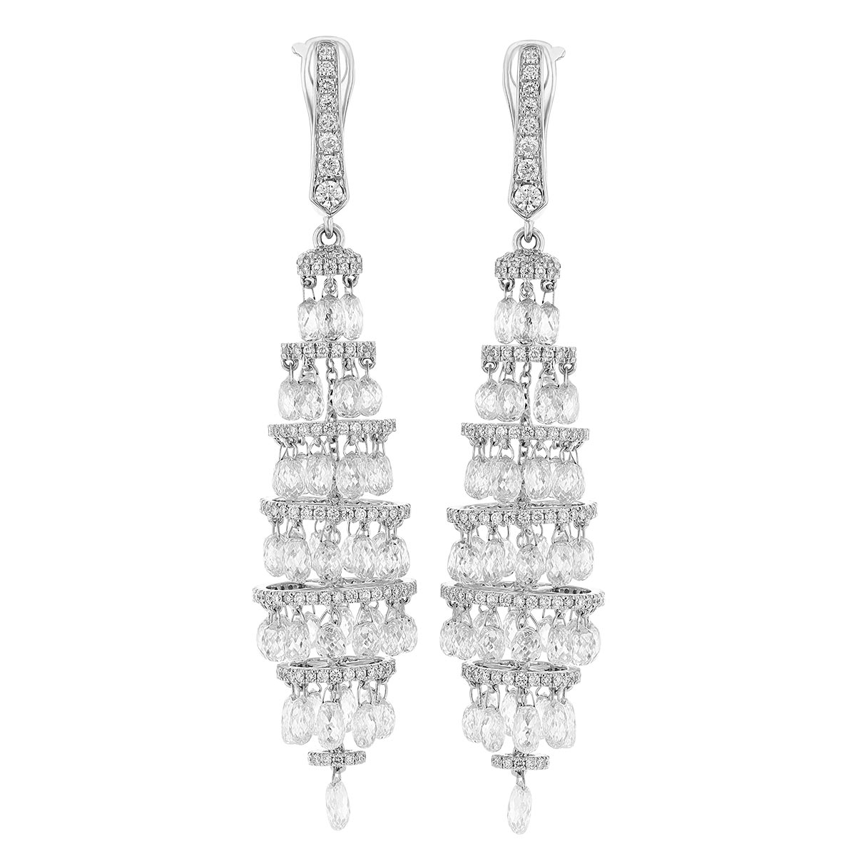 TARA Pearls Diamond Chandelier Dangle Earrings in White Gold