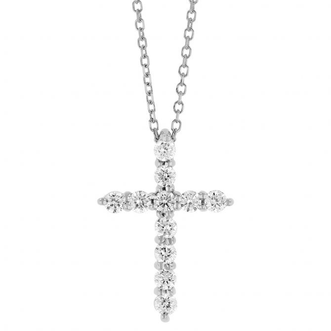 Diamond Classic Cross Pendant in White Gold, 18", .33 cttw