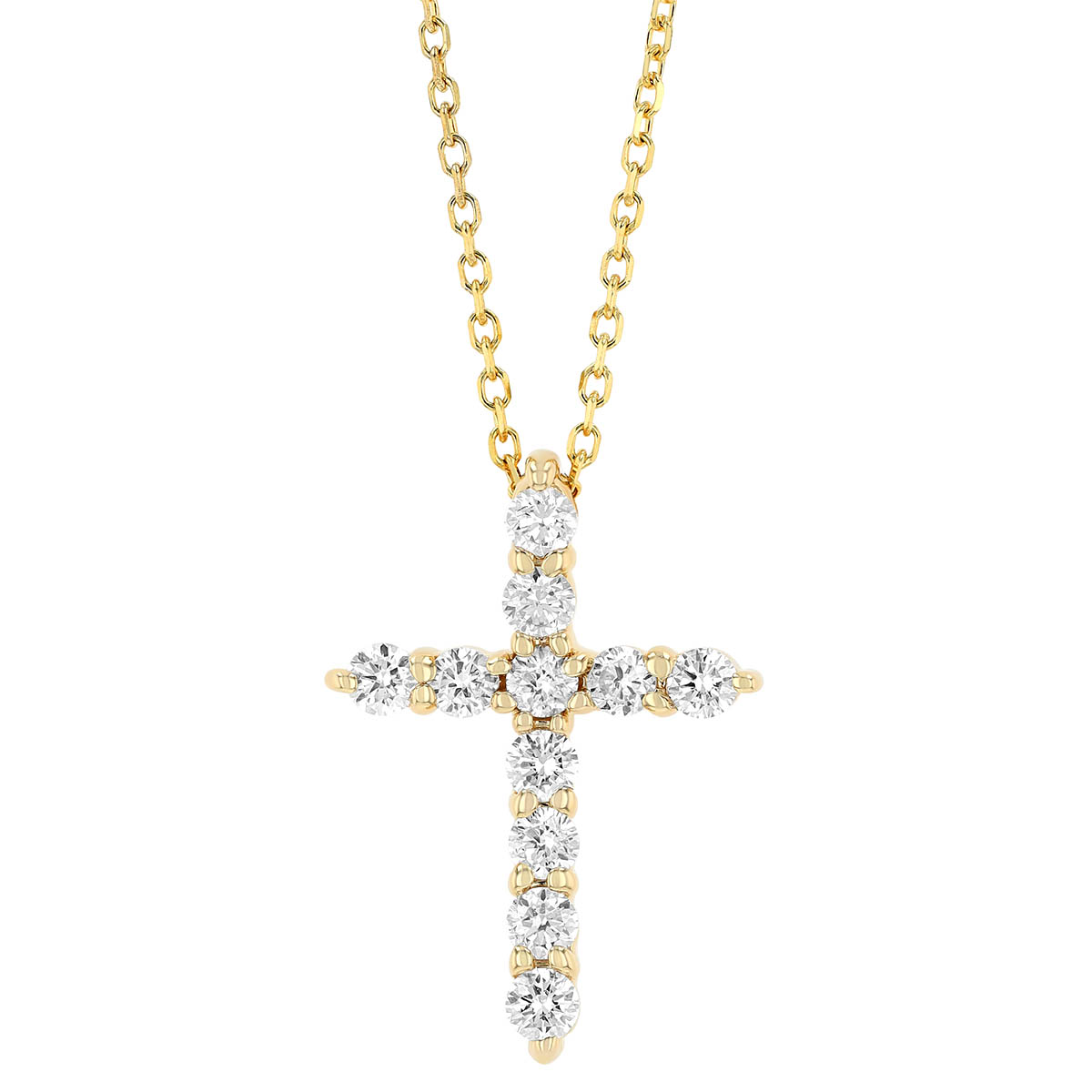 Diamond Classic Cross Pendant in Yellow Gold, 18