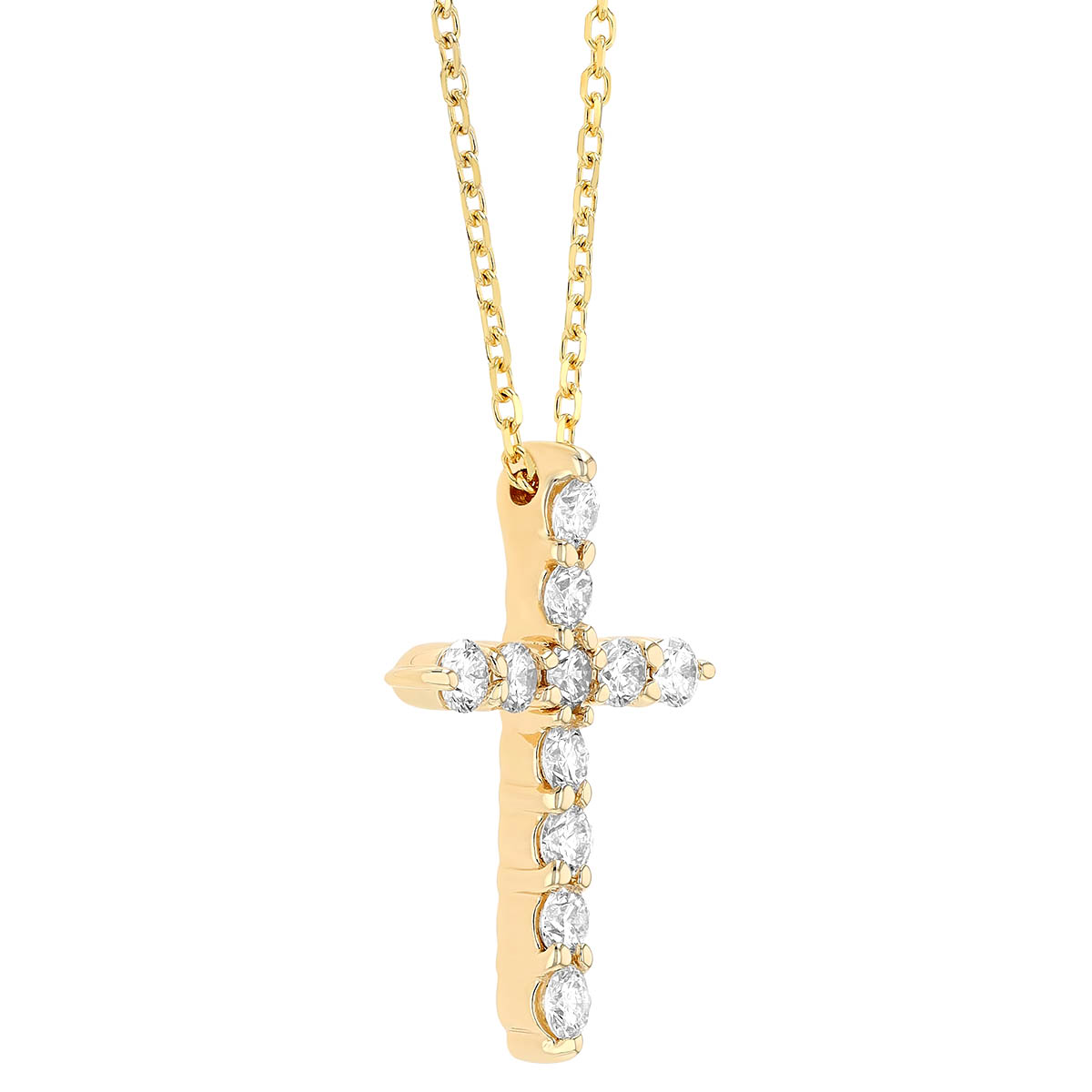 Diamond Classic Cross Pendant in Yellow Gold, 18