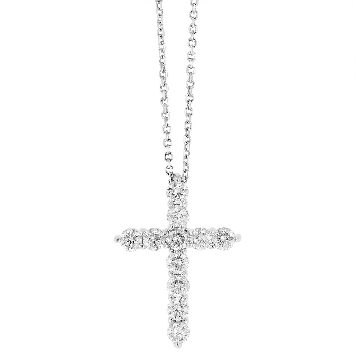 Diamond Cross Pendant in White Gold, 18