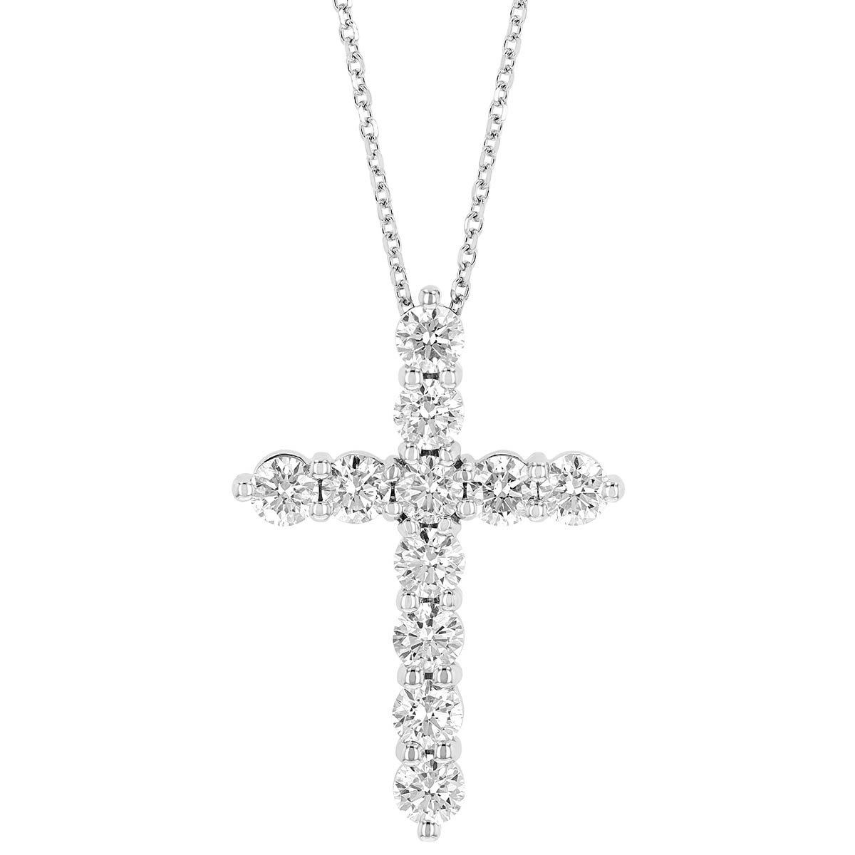 Diamond Classic Cross Pendant in White Gold, 2.00 cttw, 18