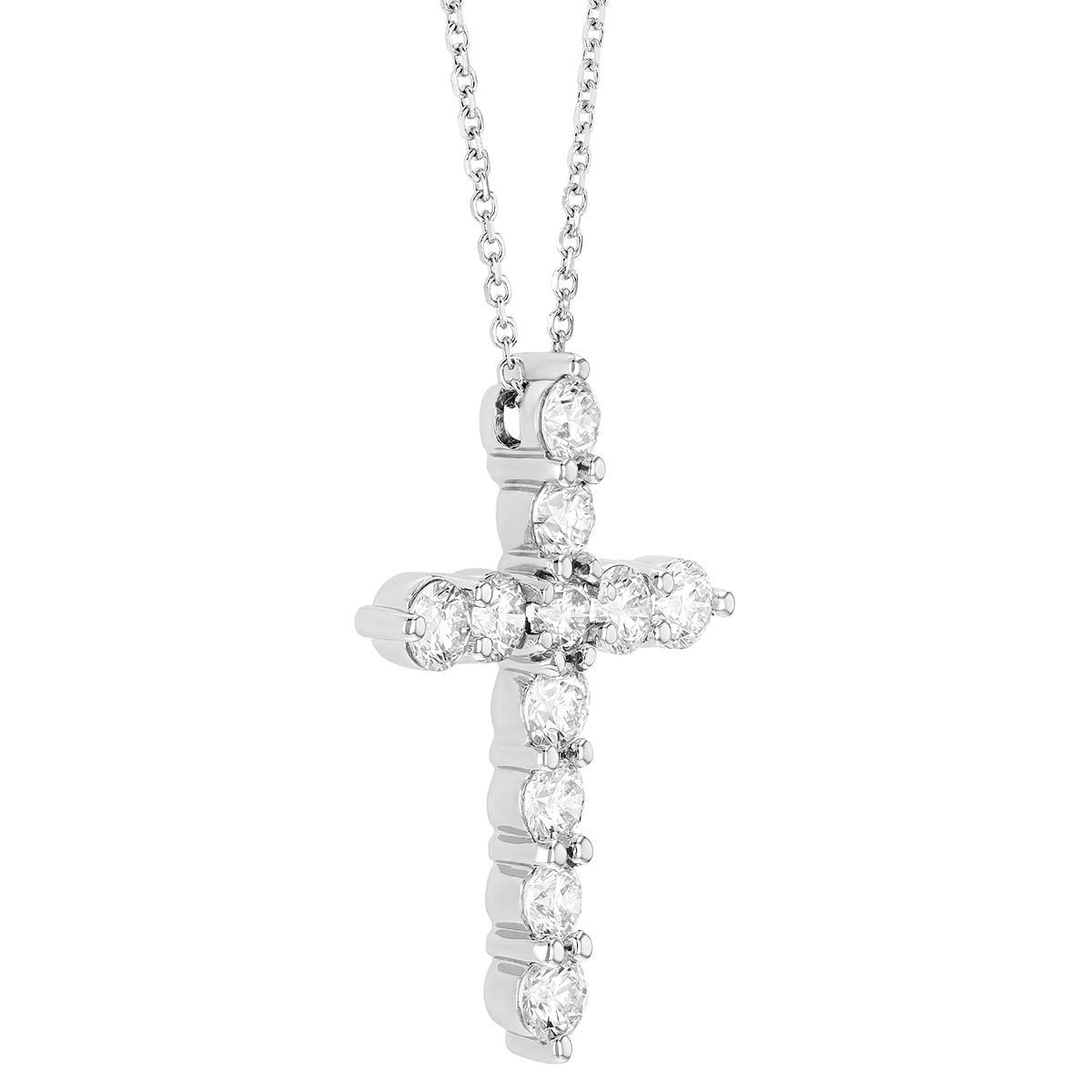 Diamond Classic Cross Pendant in White Gold, 2.00 cttw, 18
