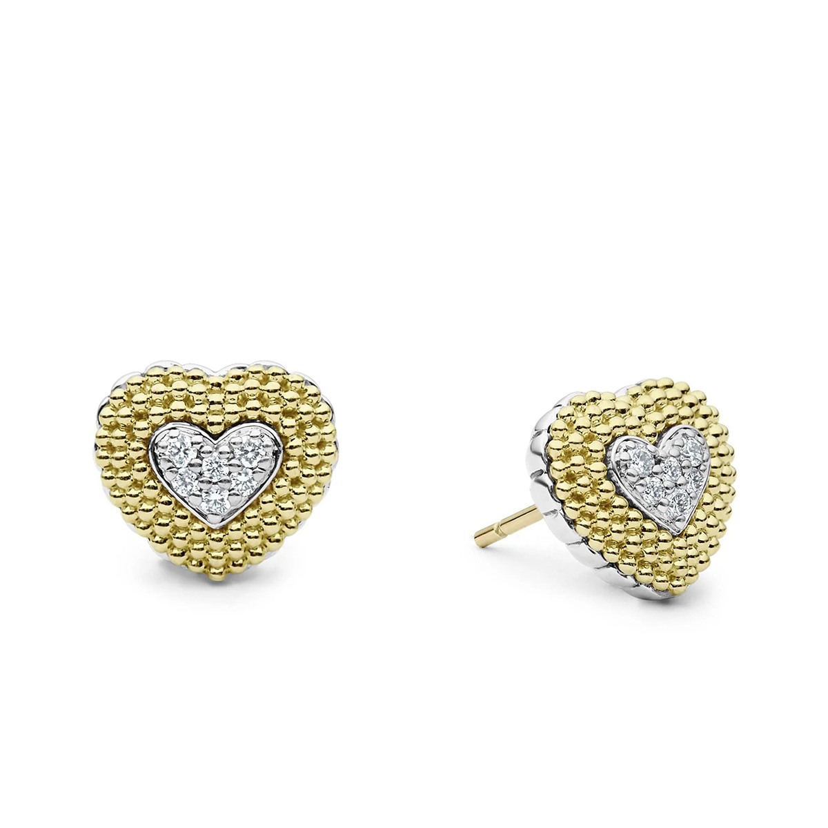 LAGOS Caviar Lux Diamond Heart Stud Earrings