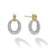 LAGOS Caviar Lux 18K Gold Oval Drop Diamond Earrings