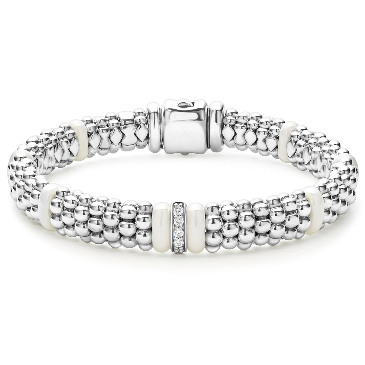LAGOS White Caviar Single Station Diamond Caviar Bracelet, 9 mm, 7