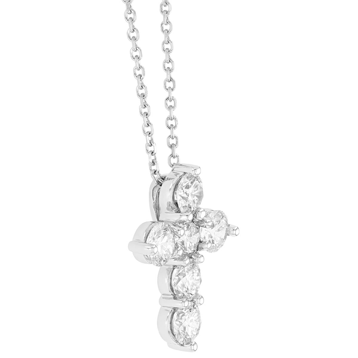 Diamond Cross Pendant in White Gold, 18