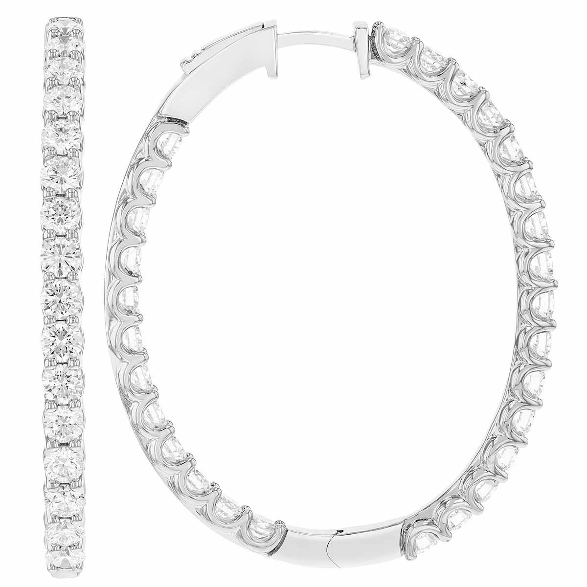 Borsheims Signature Collection Lab-Grown Diamond In & Out Hoop Earrings in White Gold, 5.00 cttw