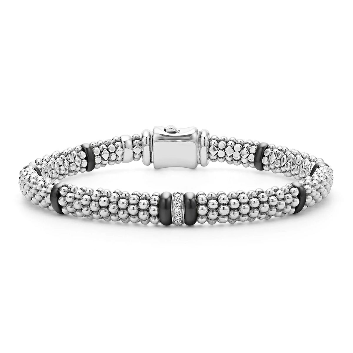 LAGOS Black Caviar Single Station Diamond Caviar Bracelet, 6mm, 7