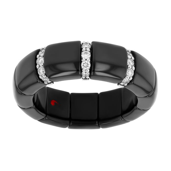 Demeglio Pura Diamond Station Black Ceramic Stretch Ring