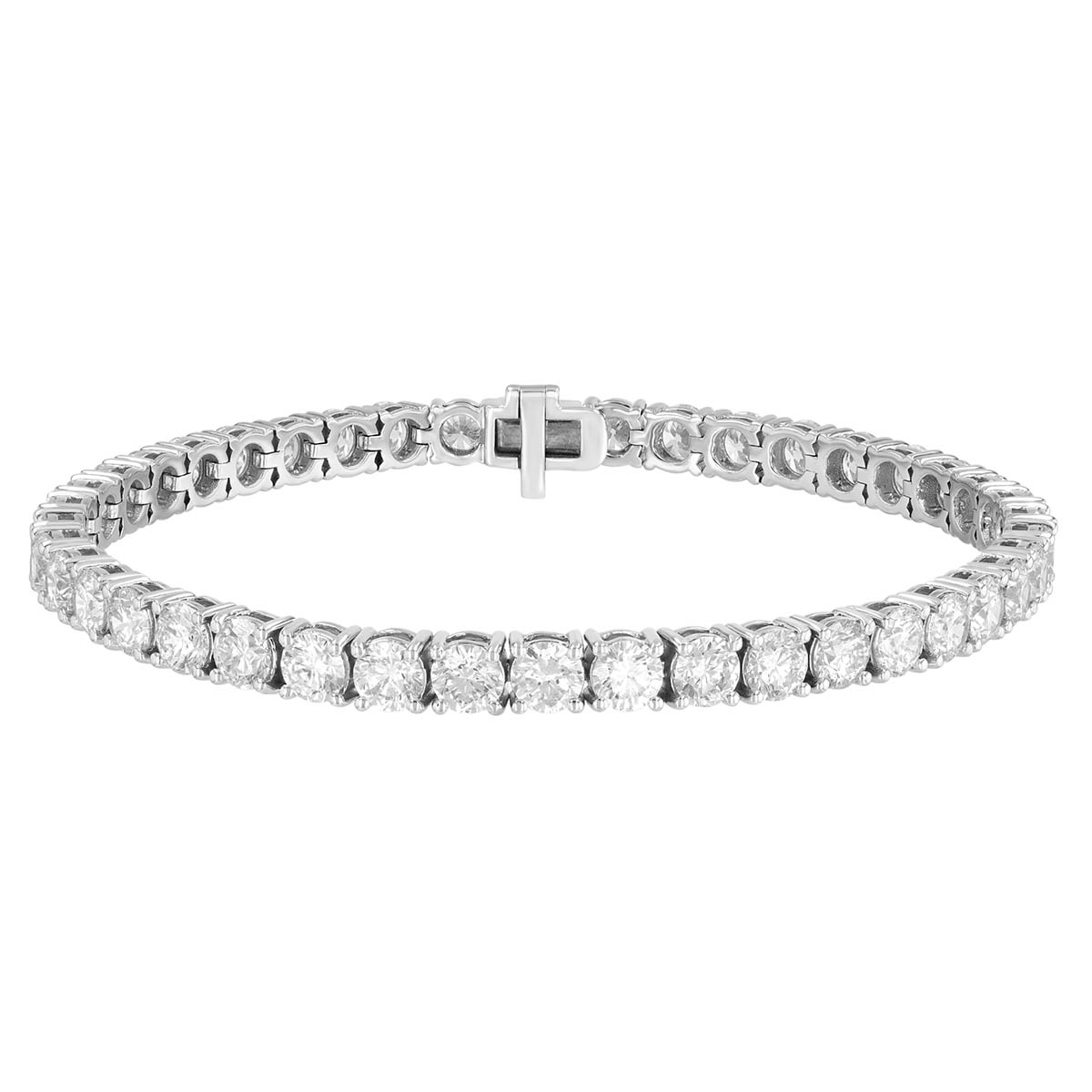 Borsheims Signature Collection Round Diamond 4 Prong Tennis Bracelet in White Gold, 12.80 cttw, 7.5