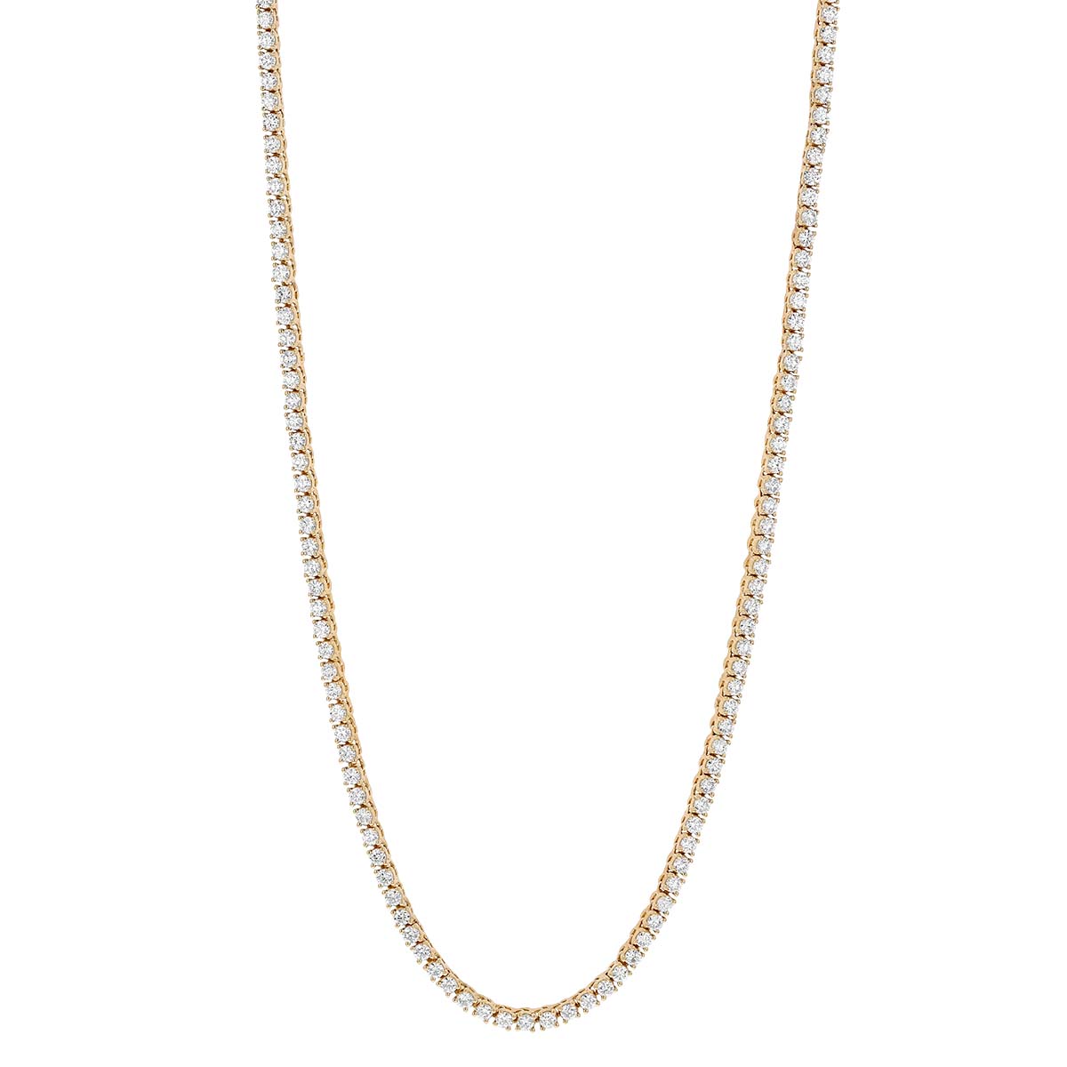 Borsheims Signature Collection Lab-Grown Diamond Tennis Necklace in Yellow Gold, 5 cttw, 17