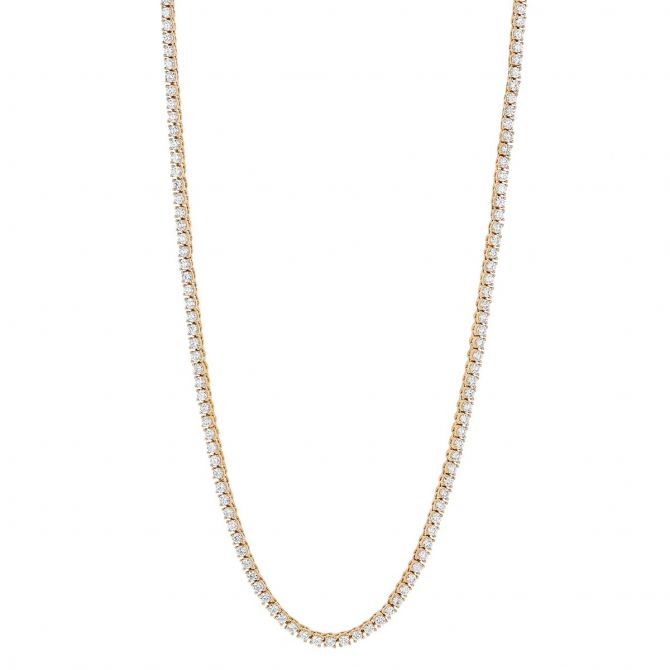 Borsheims Signature Collection Lab-Grown Diamond Tennis Necklace in Yellow Gold, 5 cttw, 17"
