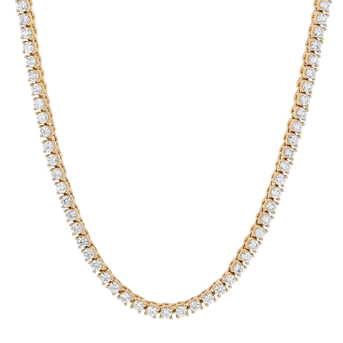 Borsheims Signature Collection Lab-Grown Diamond Tennis Necklace in Yellow Gold, 5 cttw, 17