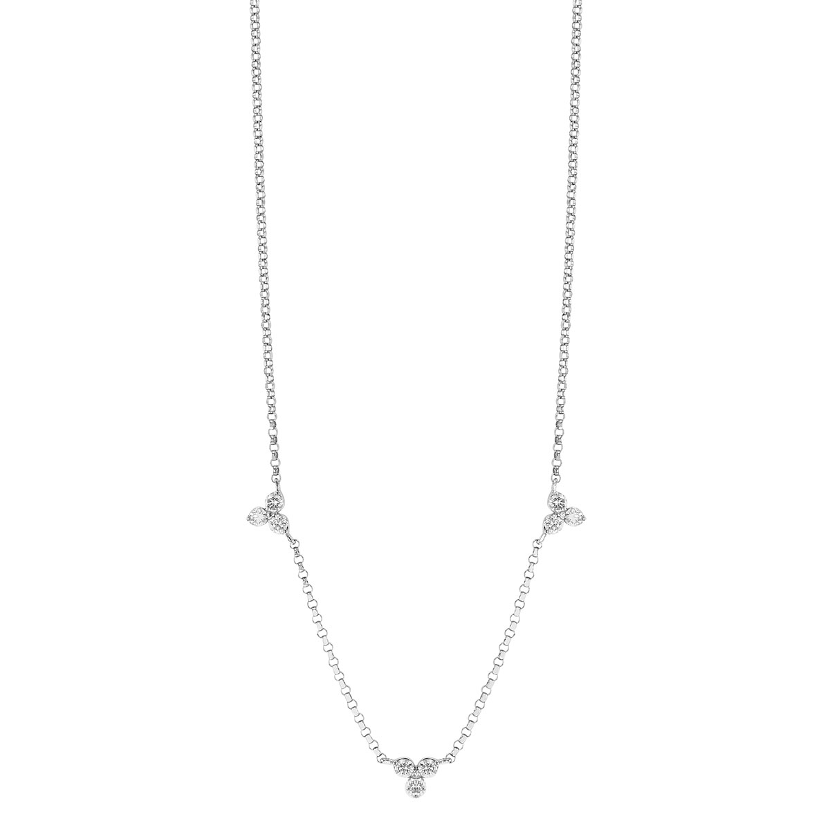 Roberto Coin Love by the Yard Diamond Trio Station Necklace in White Gold, 18