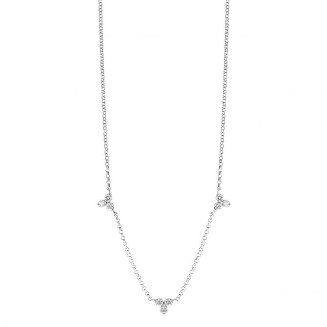 Roberto Coin Love by the Yard Diamond Trio Station Necklace in White Gold, 18"