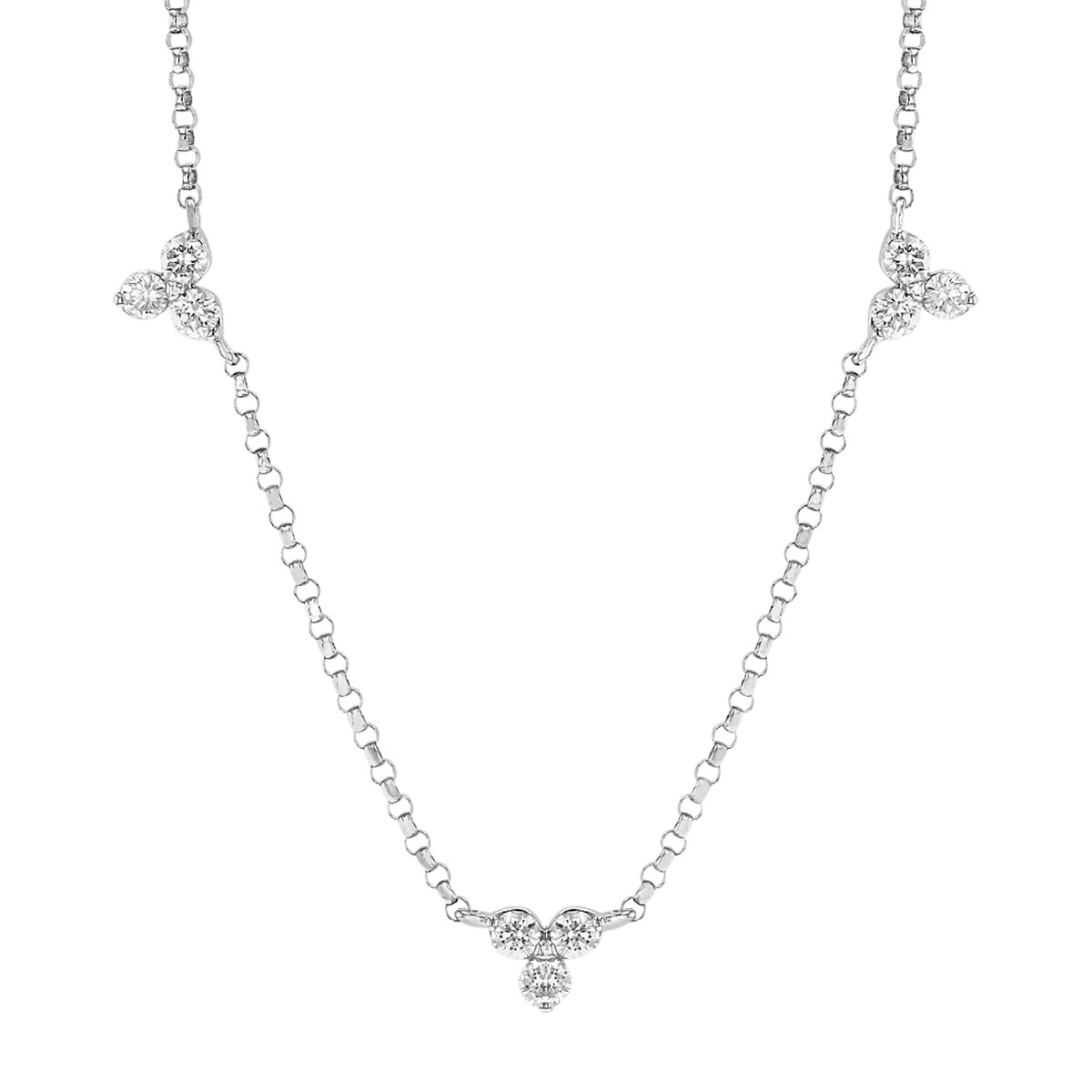Roberto Coin Love by the Yard Diamond Trio Station Necklace in White Gold, 18