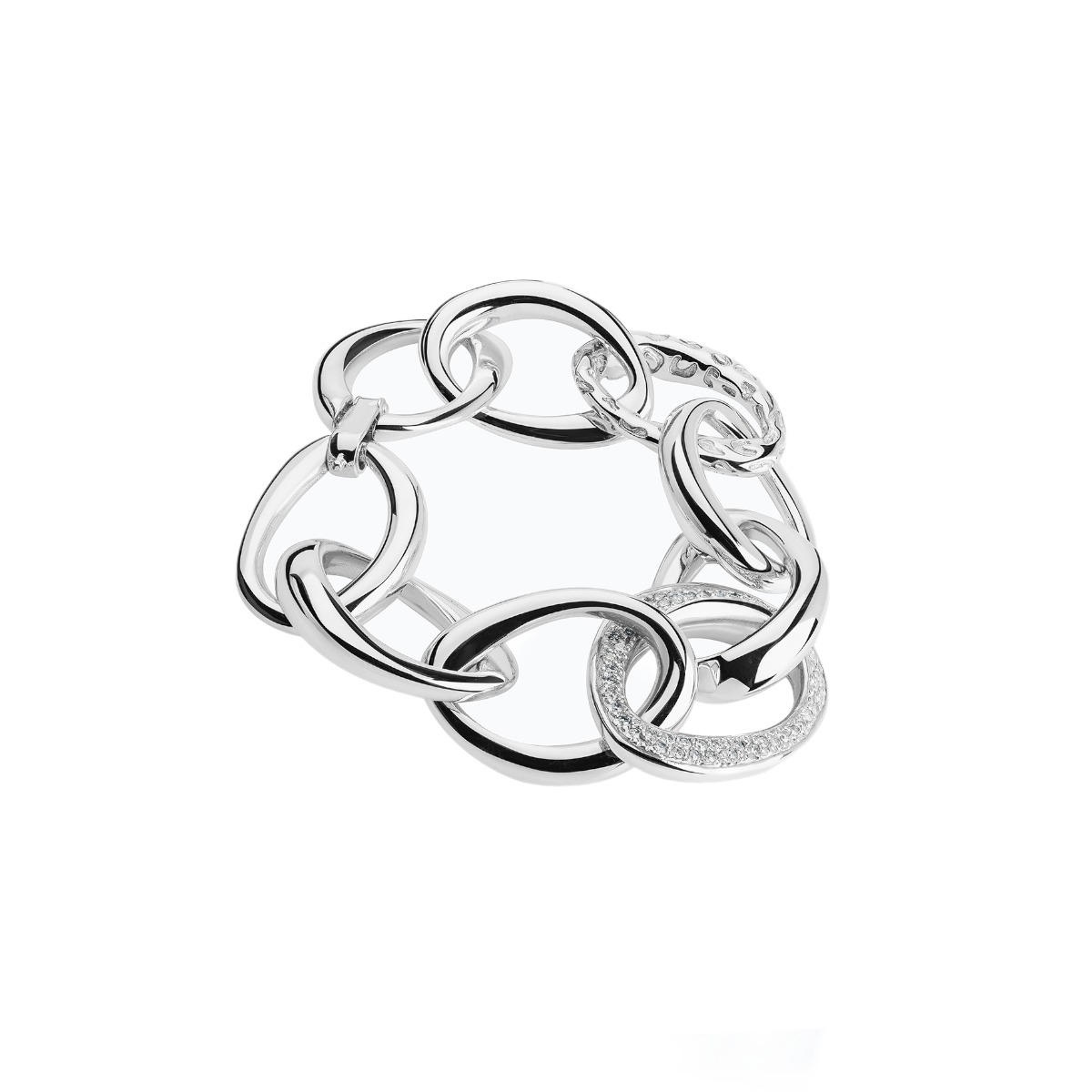 TANE Mexico 1942 Jaguar Lab-Grown Diamond Link Bracelet in Sterling Silver, 7.4