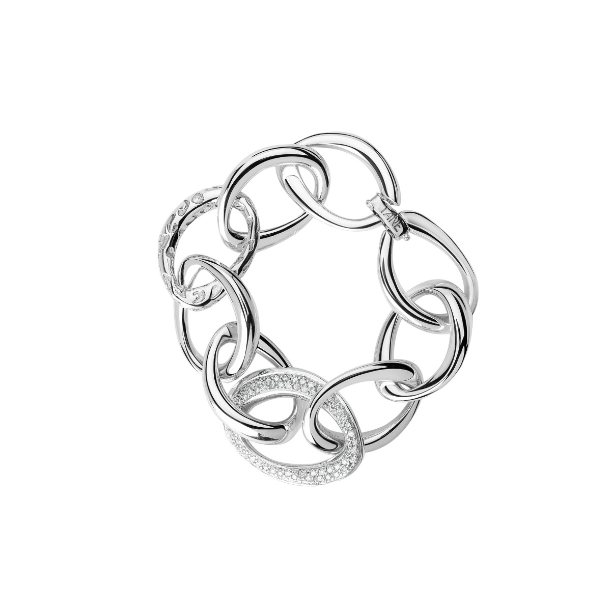 TANE Mexico 1942 Jaguar Lab-Grown Diamond Link Bracelet in Sterling Silver, 7.4