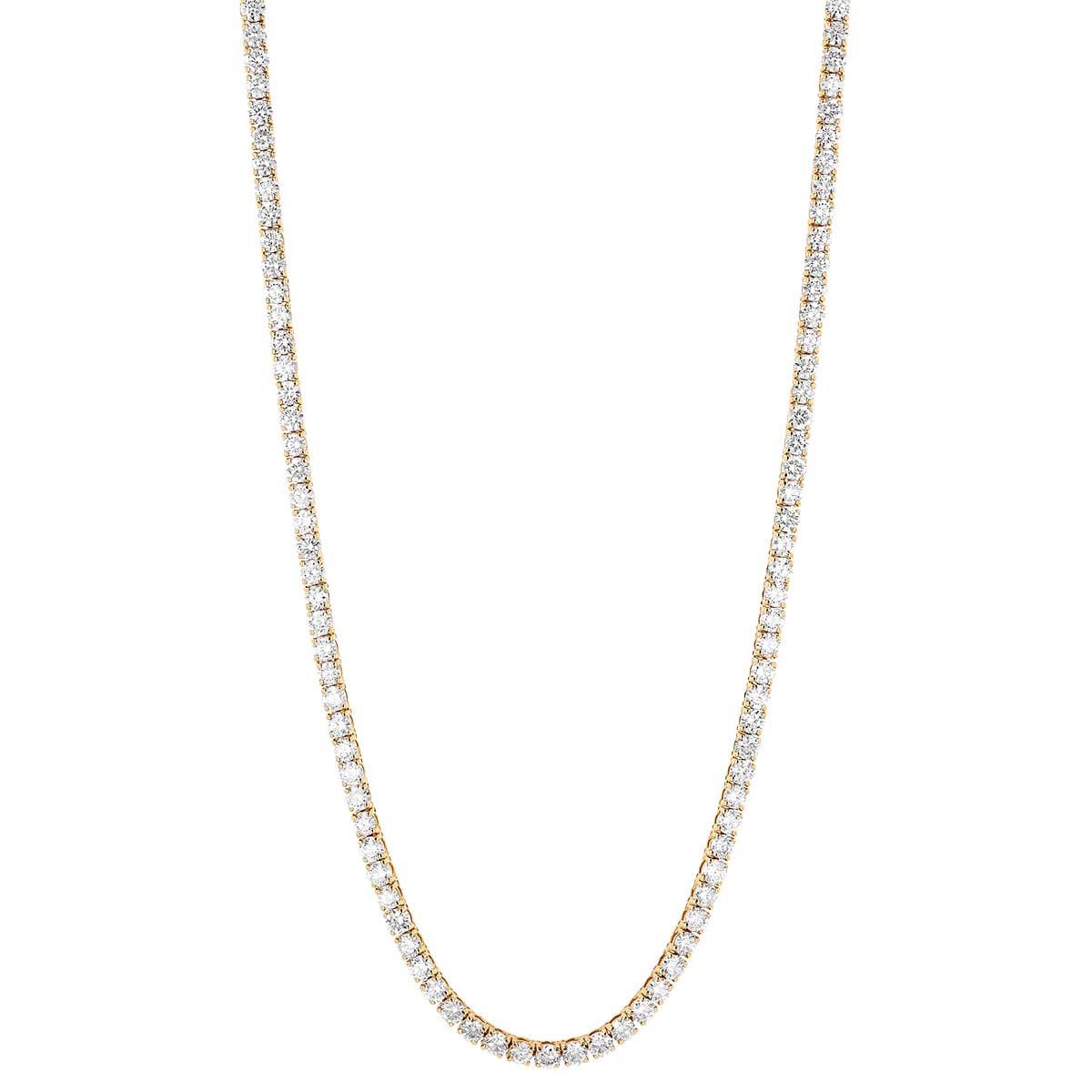 Diamond Tennis Necklace in Yellow Gold, 16