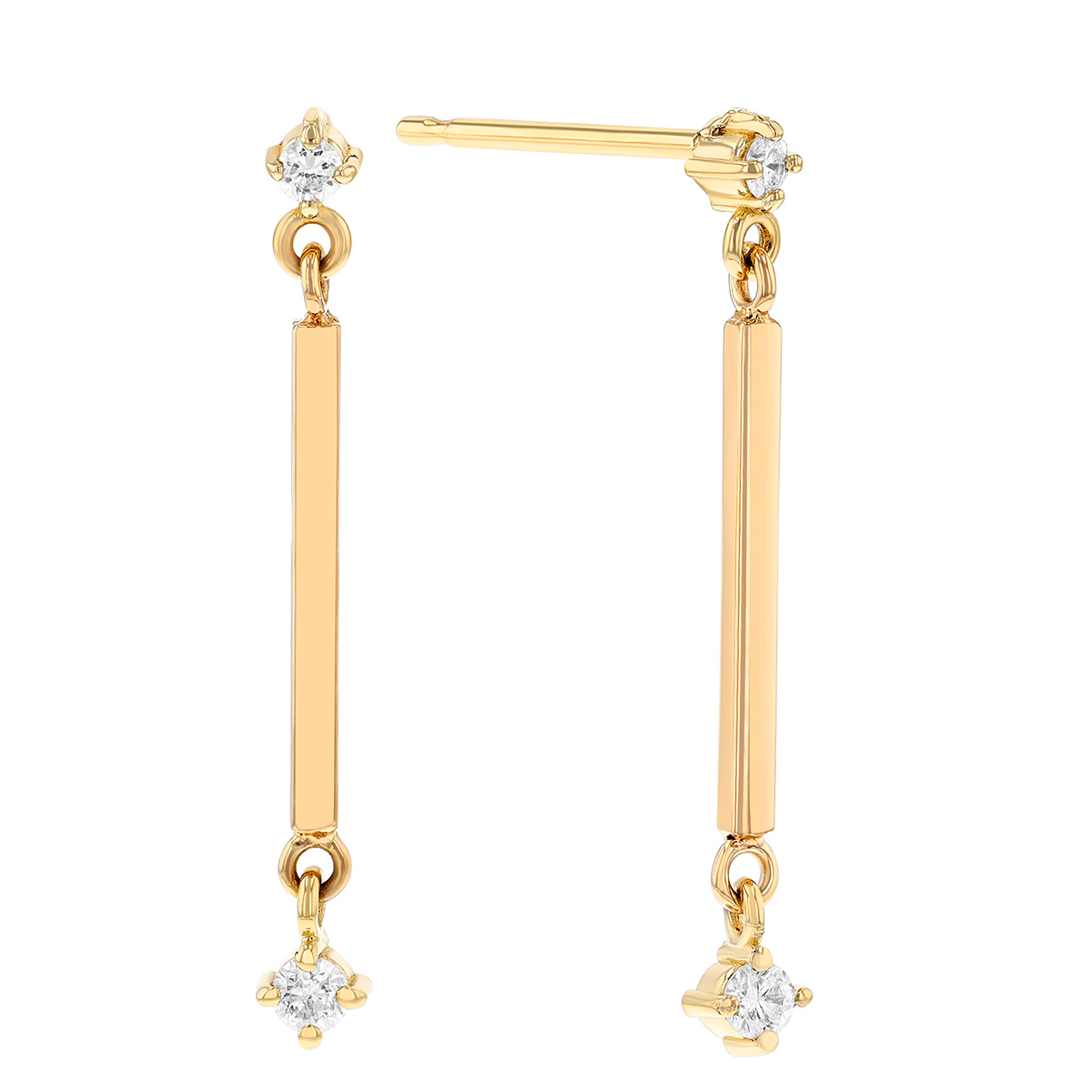 Zoe Chicco Diamond & Vertical Bar Dangle Earrings in Yellow Gold