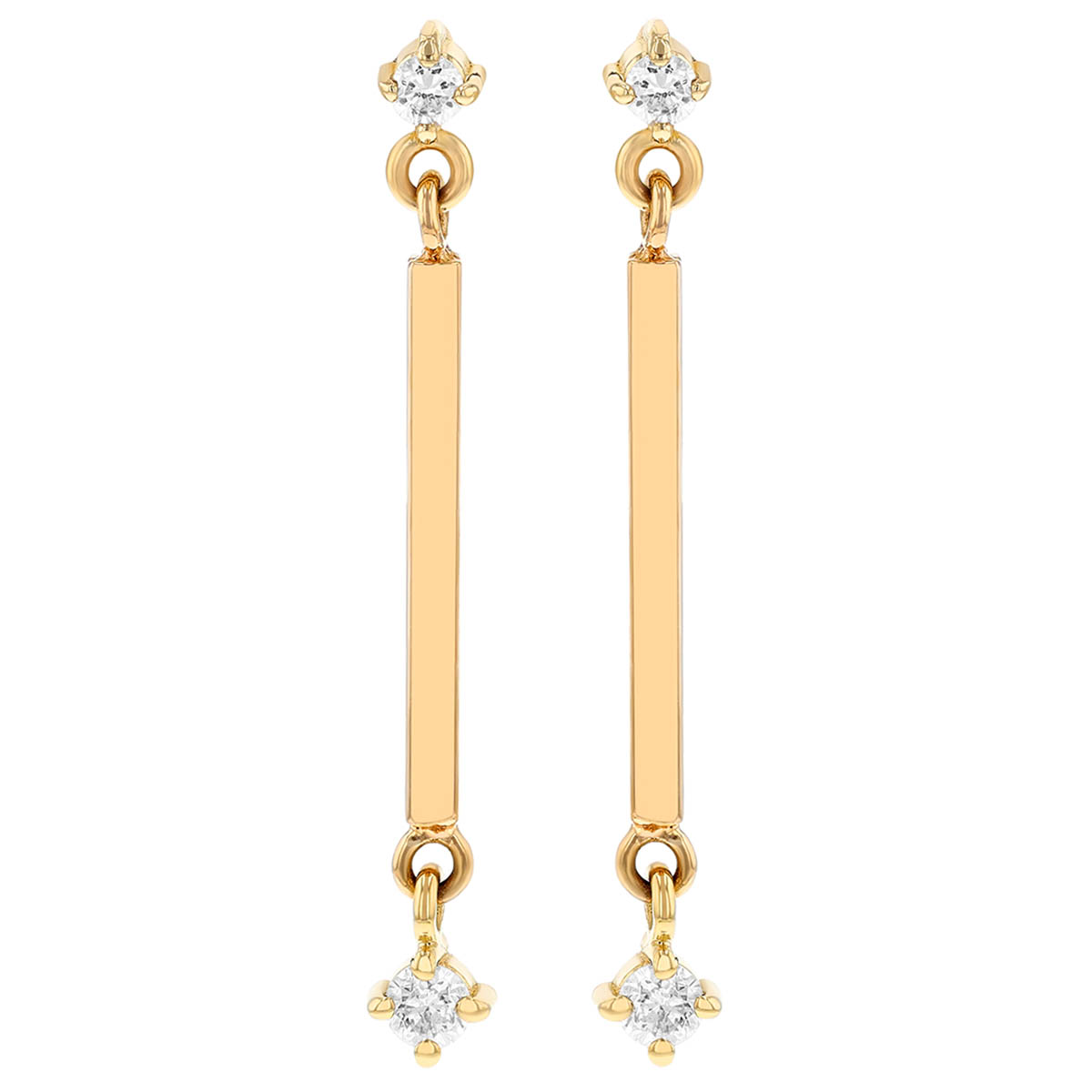 Zoe Chicco Diamond & Vertical Bar Dangle Earrings in Yellow Gold