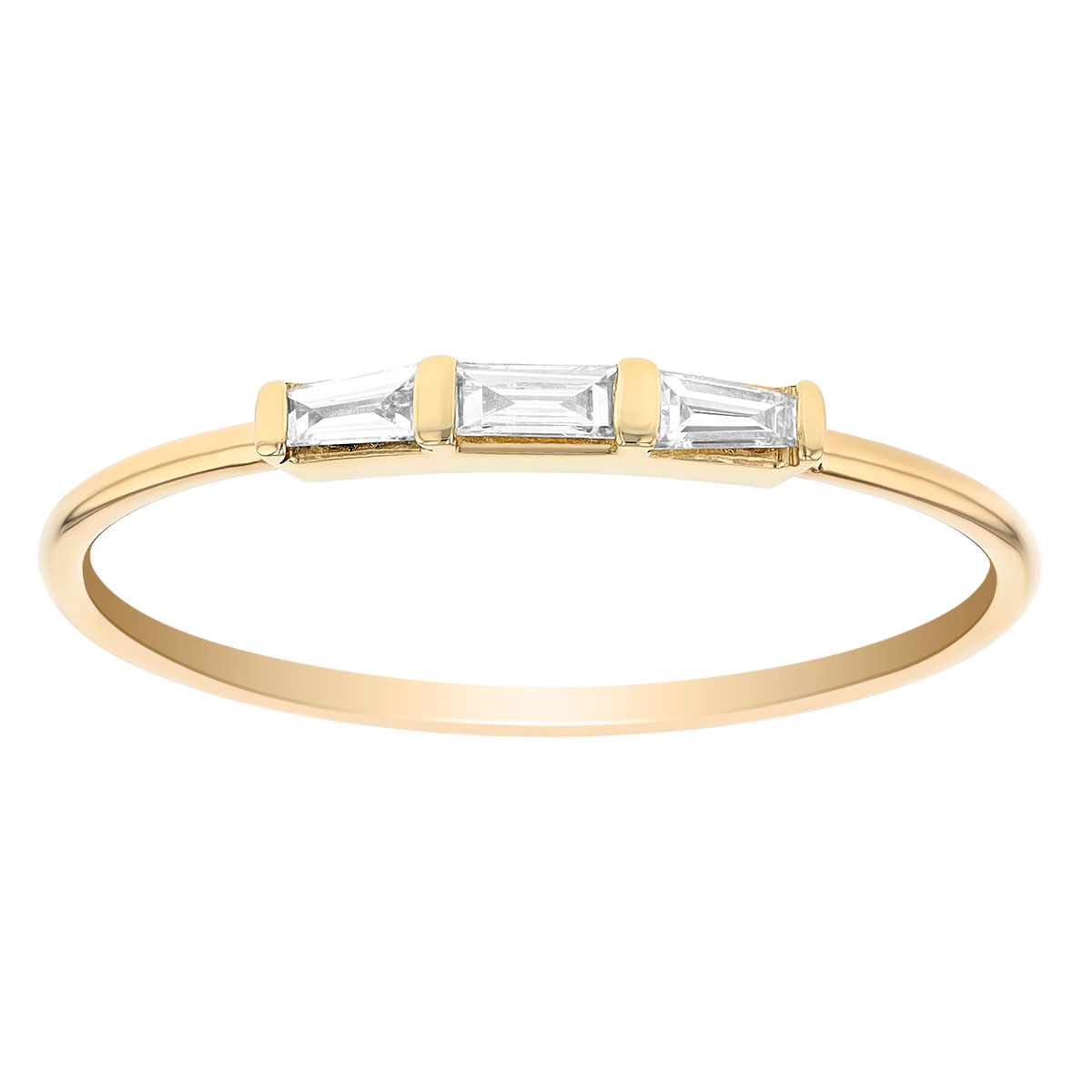 Zoe Chicco Baguette Diamond Trio Stacking Ring in Yellow Gold