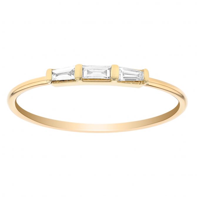 Zoe Chicco Baguette Diamond Trio Stacking Ring in Yellow Gold