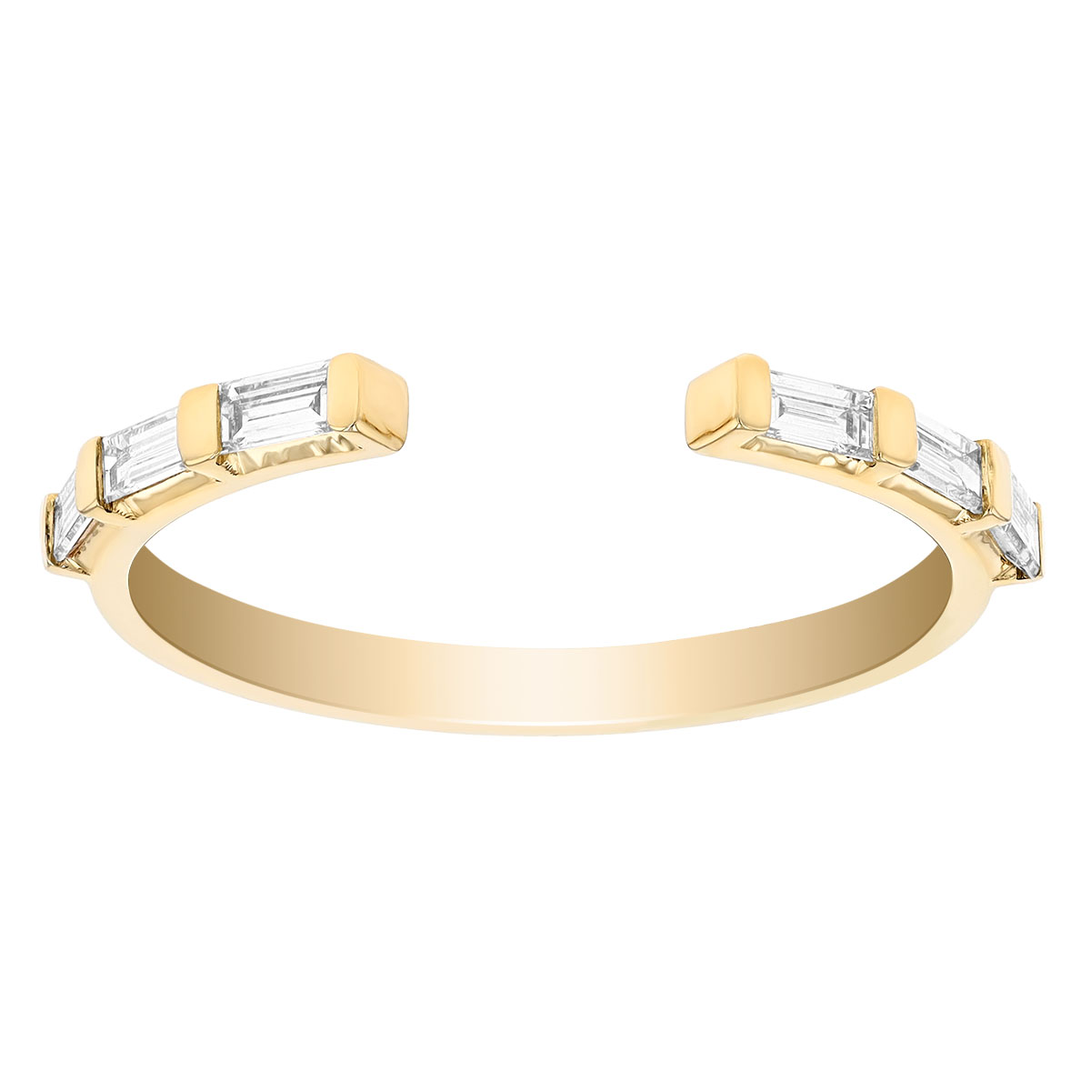 Zoe Chicco Straight Baguette Diamond Open Stacking Ring in Yellow Gold