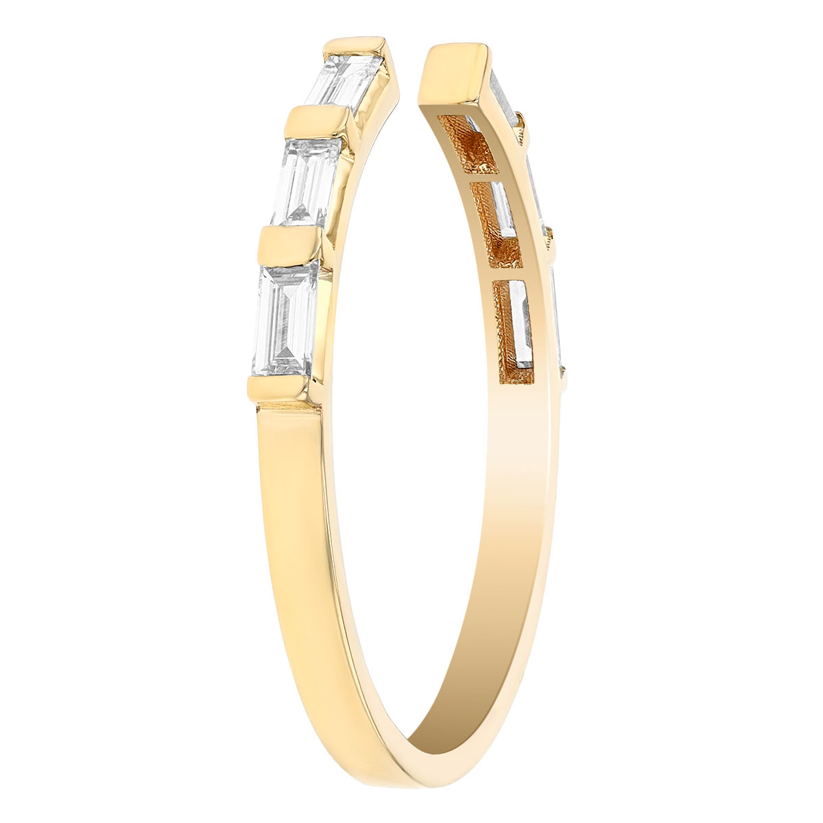 Zoe Chicco Straight Baguette Diamond Open Stacking Ring in Yellow Gold
