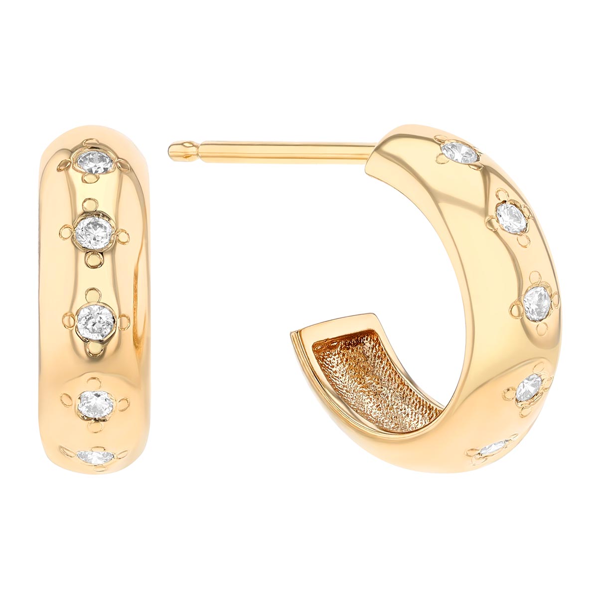 Zoe Chicco 5 Diamond Chubby Huggie Hoop Earrings in Yellow Gold