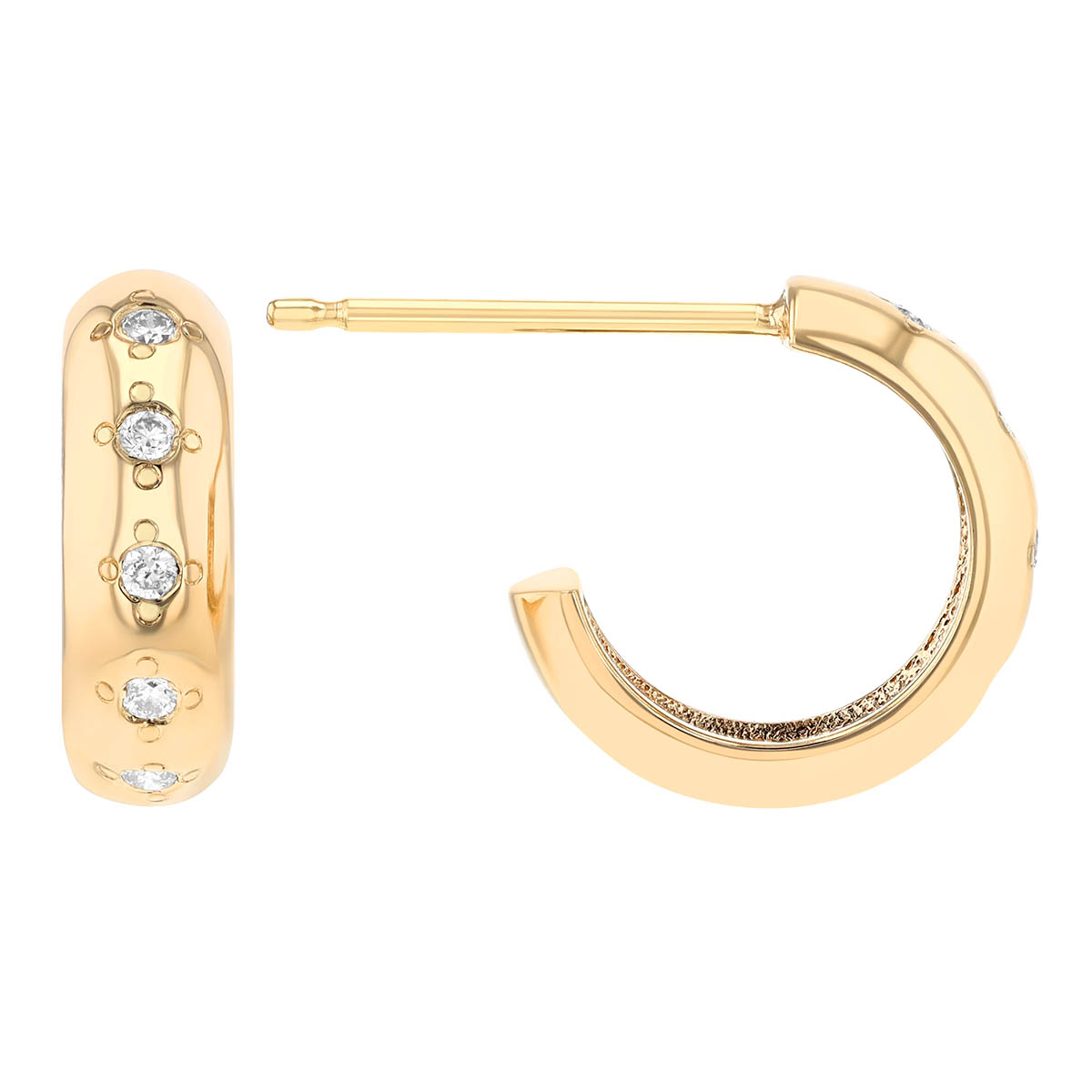 Zoe Chicco 5 Diamond Chubby Huggie Hoop Earrings in Yellow Gold