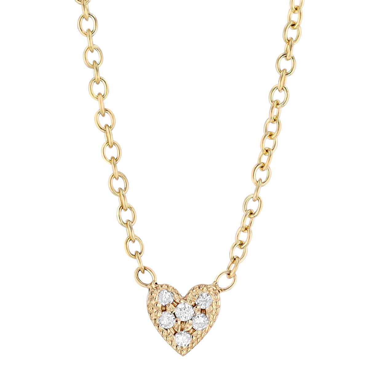 Zoe Chicco Diamond Pave Heart & Single Diamond Bezel Necklace in Yellow Gold, 16