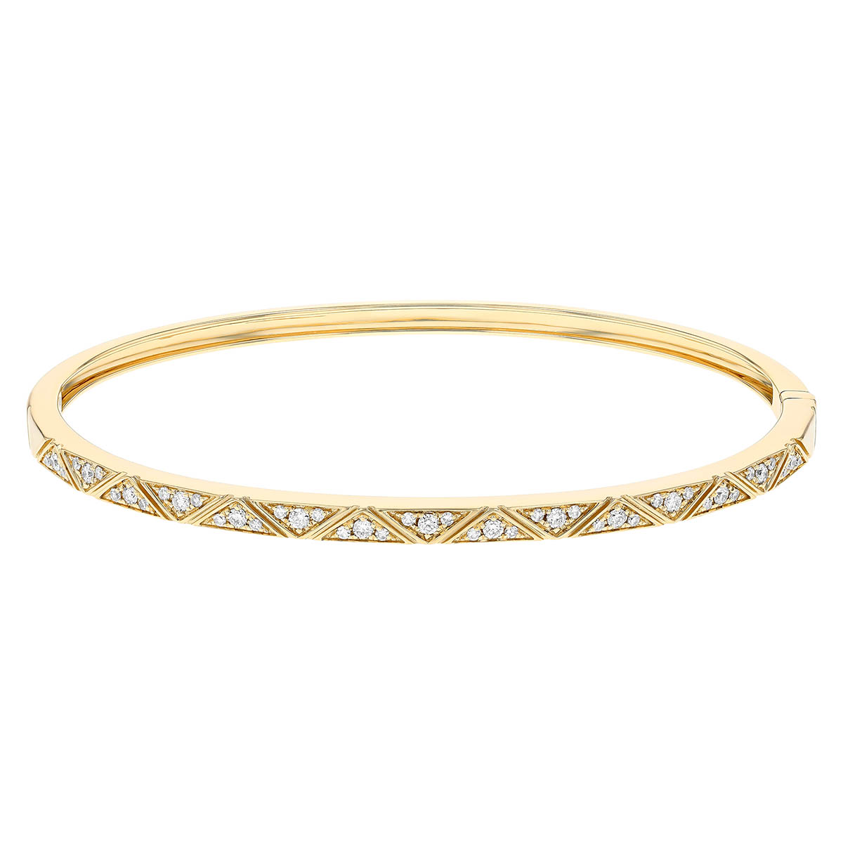 Diamond Triangle Pattern Bangle Bracelet in Yellow Gold