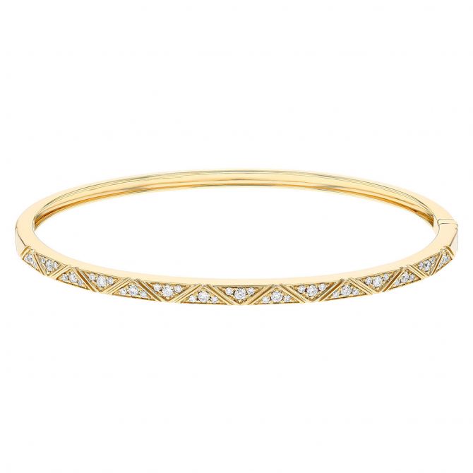Diamond Triangle Pattern Bangle Bracelet in Yellow Gold