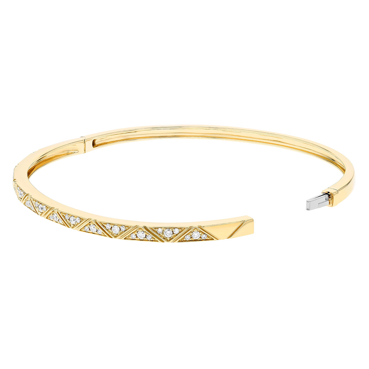 Diamond Triangle Pattern Bangle Bracelet in Yellow Gold