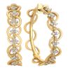 Diamond Cluster Ribbon Hoop Earrings in Yellow Gold