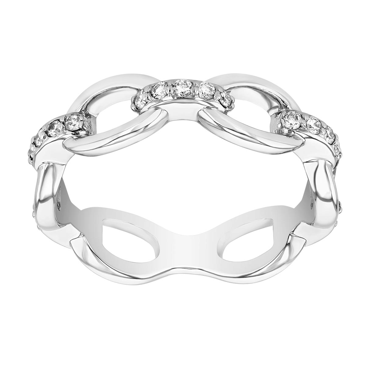 White Gold & Diamond Oval Link Band Ring