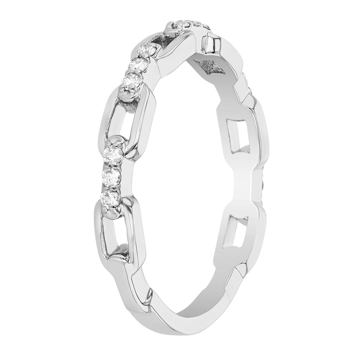 White Gold & Diamond Link Band Ring
