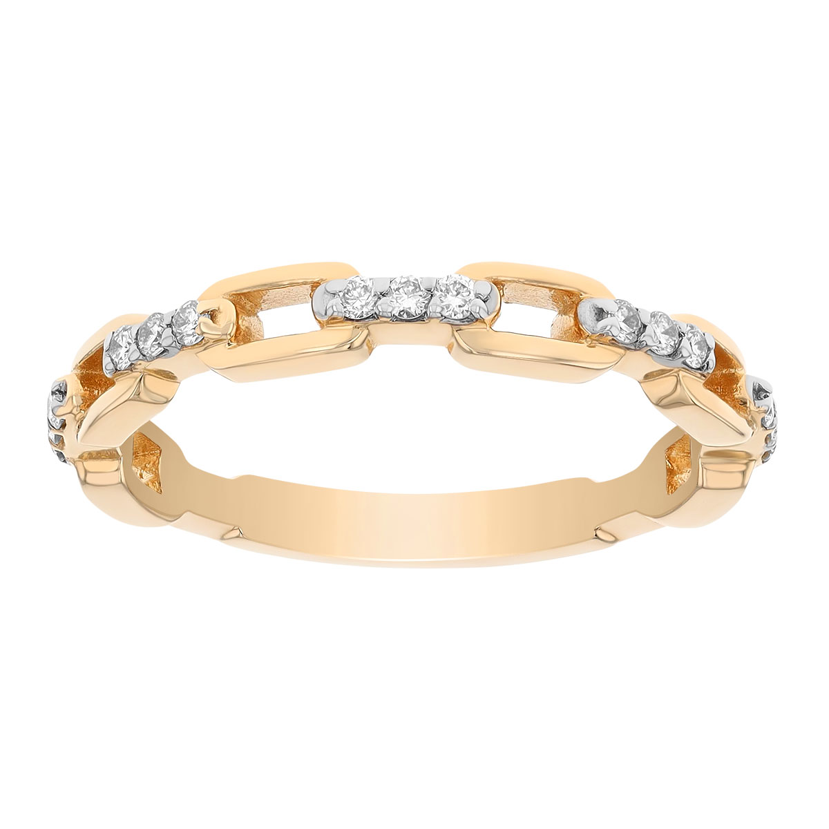 Diamond Chain Link Band Ring in Yellow Gold