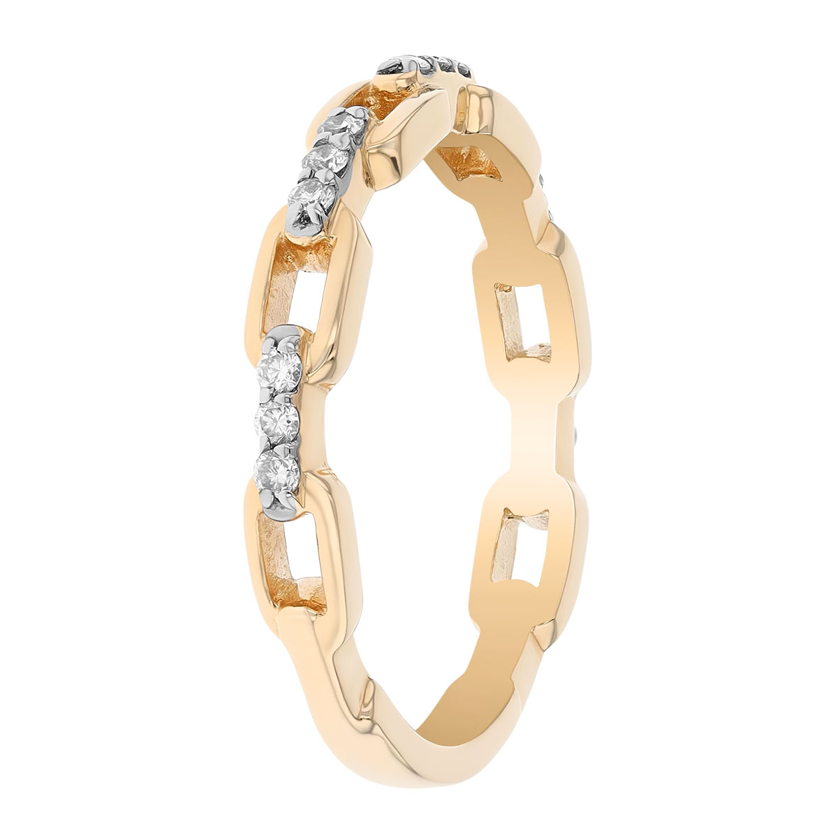 Diamond Chain Link Band Ring in Yellow Gold