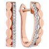 Diamond & Teardrop Bead Pattern Huggie Hoop Earrings in Rose Gold