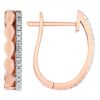 Diamond & Teardrop Bead Pattern Huggie Hoop Earrings in Rose Gold