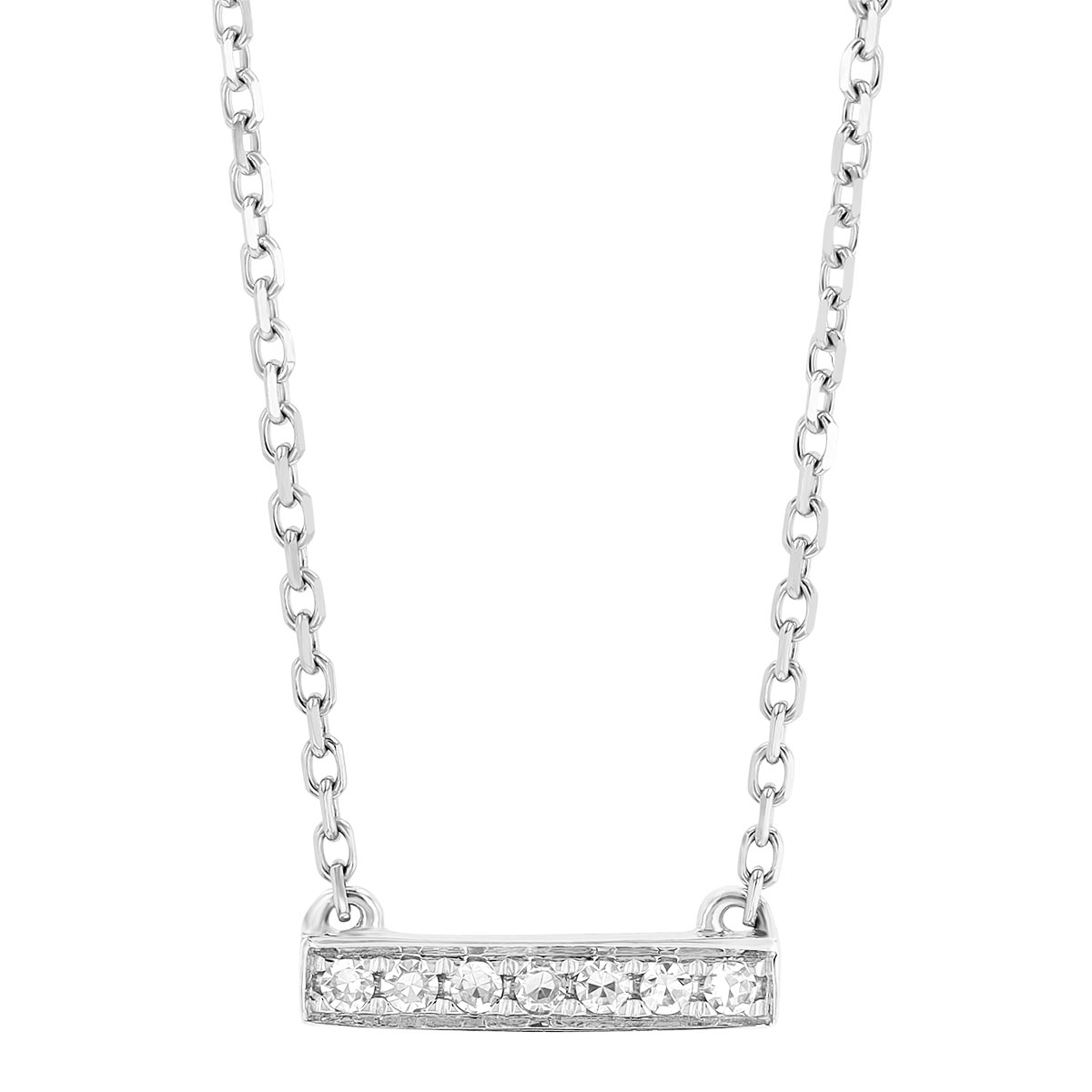 Diamond Bar Necklace in White Gold, 16