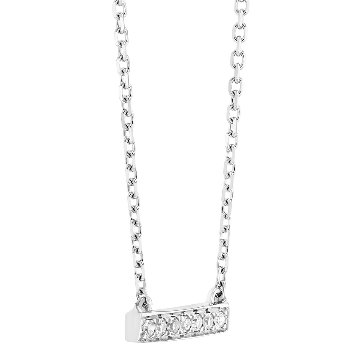 Diamond Bar Necklace in White Gold, 16