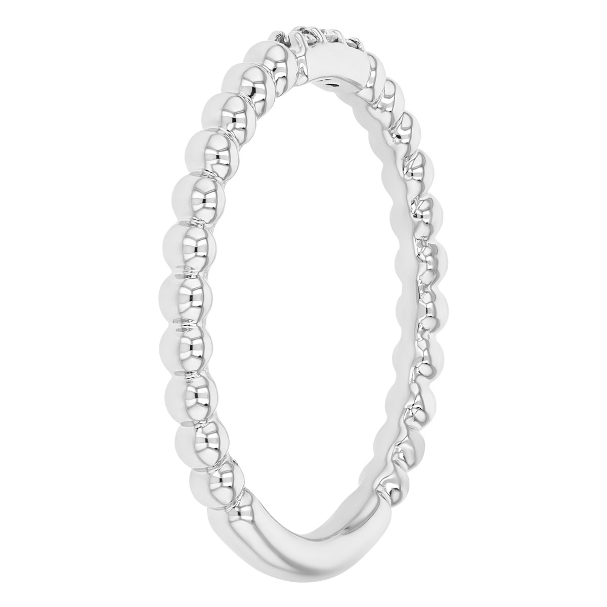 Diamond Trio Beaded Stacking Ring in White Gold