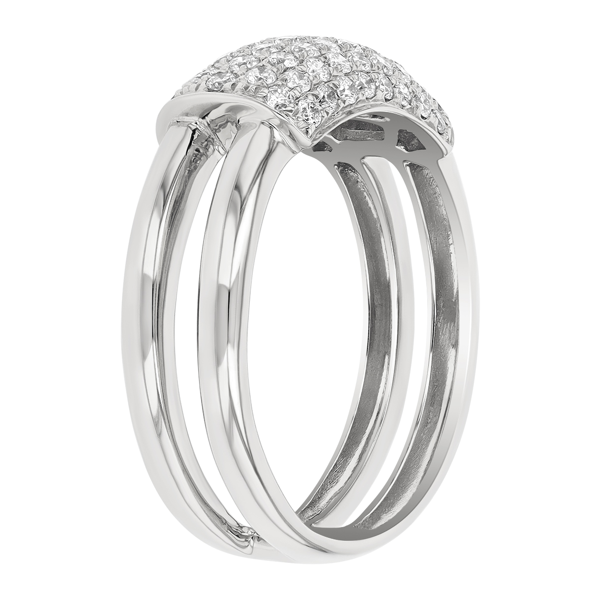 Diamond Pave Rectangle Double Band Ring in White Gold